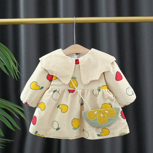Autumn and Winter New Arrival Baby Girls Long Sleeves Fruits Print Dress-1