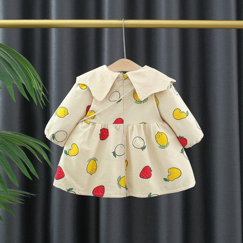Autumn and Winter New Arrival Baby Girls Long Sleeves Fruits Print Dress-2